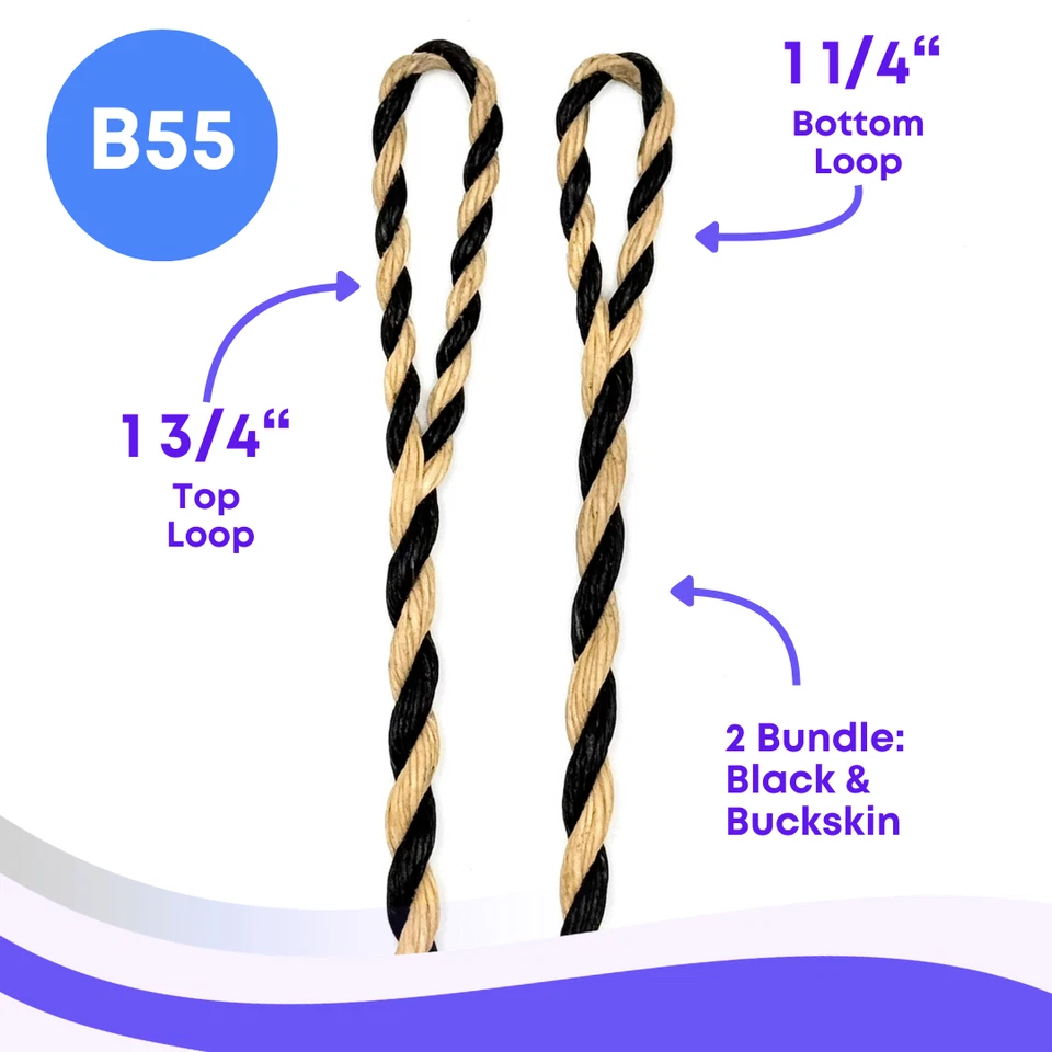 Flemish Recurve Bowstring - B55 (Dacron) - Black & Buckskin - Actual/AMO - Image 2 of 4
