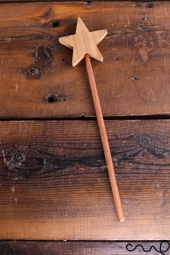 Handmade Wooden Star Wand Natural Wood Gold Home Decor Gift Wedding Solid Timber - Afbeelding 11 van 15
