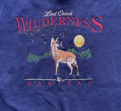 Vtg 90s Lost Creek Wilderness Habitat Crewneck Sweatshirt Deer Nature Trees S/M