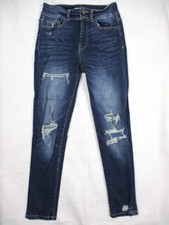 Vervet Jeans Womens 28 Blue Fountain High Rise Skinny Dark Distressed Wash 26x28