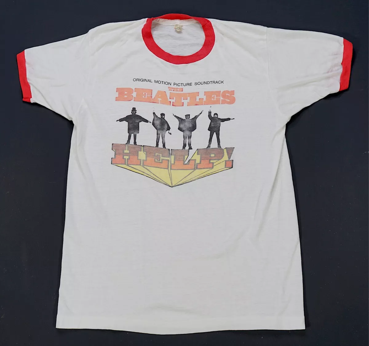 Rare Vintage The Beatles Help! Motion Picture Soundtrack Ringer T Shirt 90s  XL