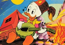 Disney Baby Duck Playing Guitar VTG Continental Postcard Made in Italy Unposted