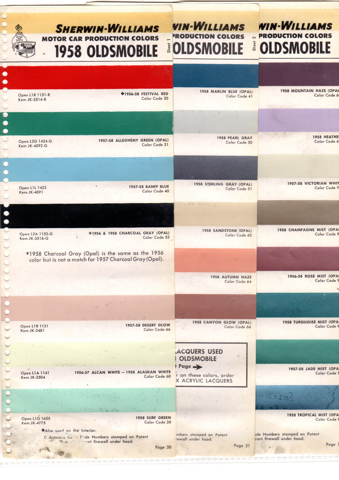 1958 OLDSMOBILE 88 98 58 PAINT CHIPS SHERWIN WILLIAMS 2 eBay