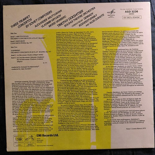 Vainberg Arutyunyan Kryukov Trumpet Concertos Dokshitser / A52 - Picture 2 of 2