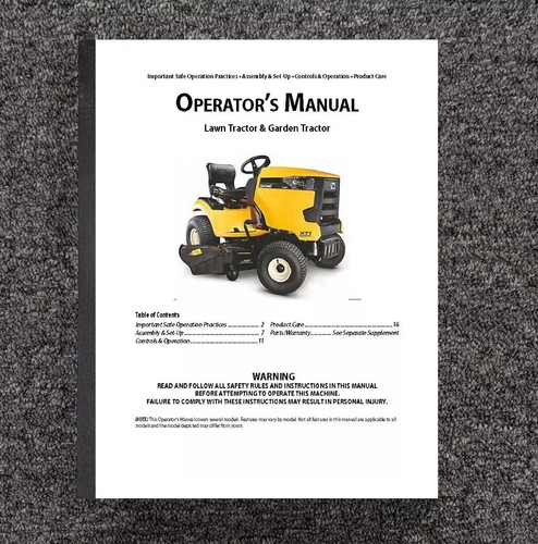 Owners Maintenance Manual Fits Cub Cadet XT1 Enduro Series Lawn Tractor XT1 LT50