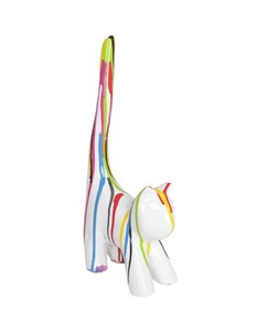 Statue Chat Multicolore Xavier En Resine Fond Blanc 34 Cm Ebay