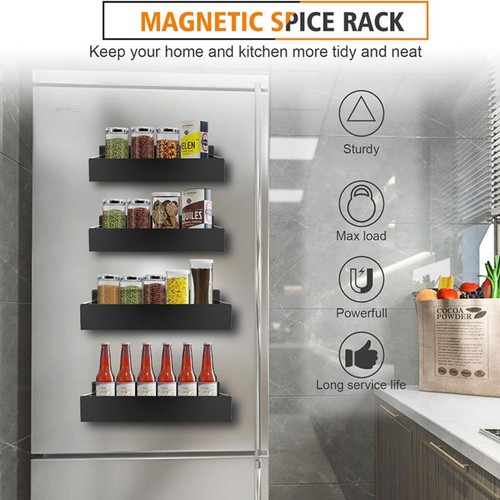 4Pack Magnetic Spice Rack Kitchen Wall Mounted Seasoning Organizers Refrigerator - Picture 3 of 11