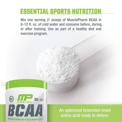 MusclePharm BCAA Powder Blue Raspberry 30 Servings Pre Post Workout Recovery - Picture 8 of 9