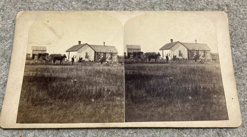 1870s Mount Sterling Ohio Farmhouse Barn Horse Buggy Stereoview Photograph - Picture 2 of 8