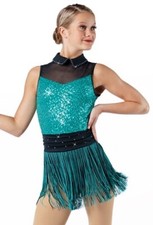 Weissman Dance Costume 13309 Medium Adult Green Fringe Tap Jazz