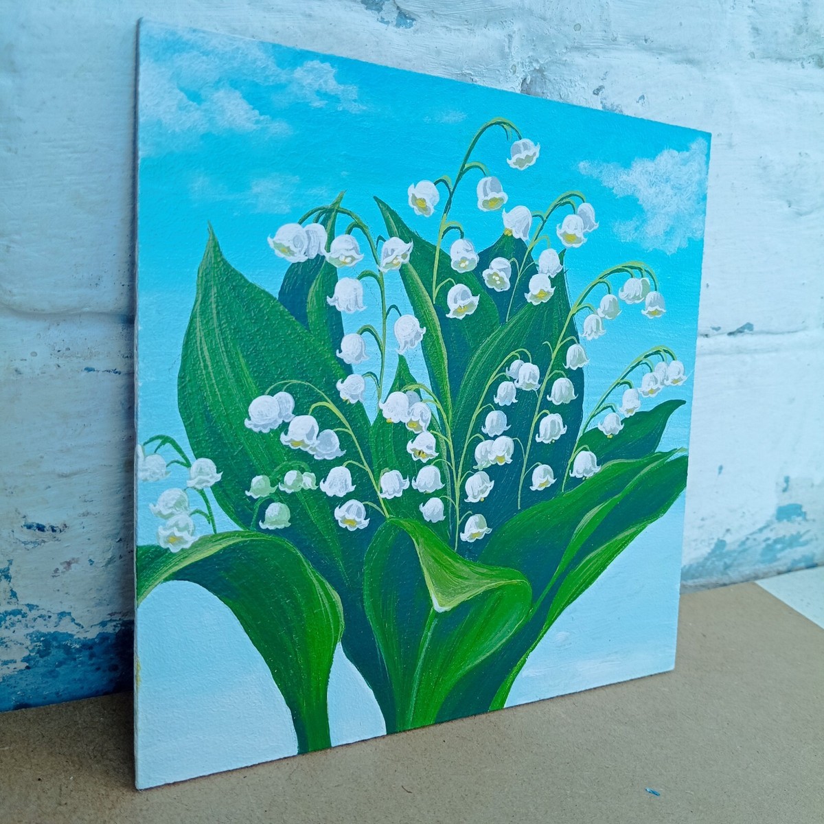 Lilies of the valley Original painting on fiberboard Lily of the