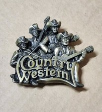 Vintage Country Western Belt Buckle Brass Bergamot Brass Works Heavy 1981