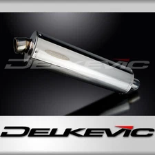 Delkevic Slip On 18" Oval Stainless Motorcycle Exhaust Muffler With Strap