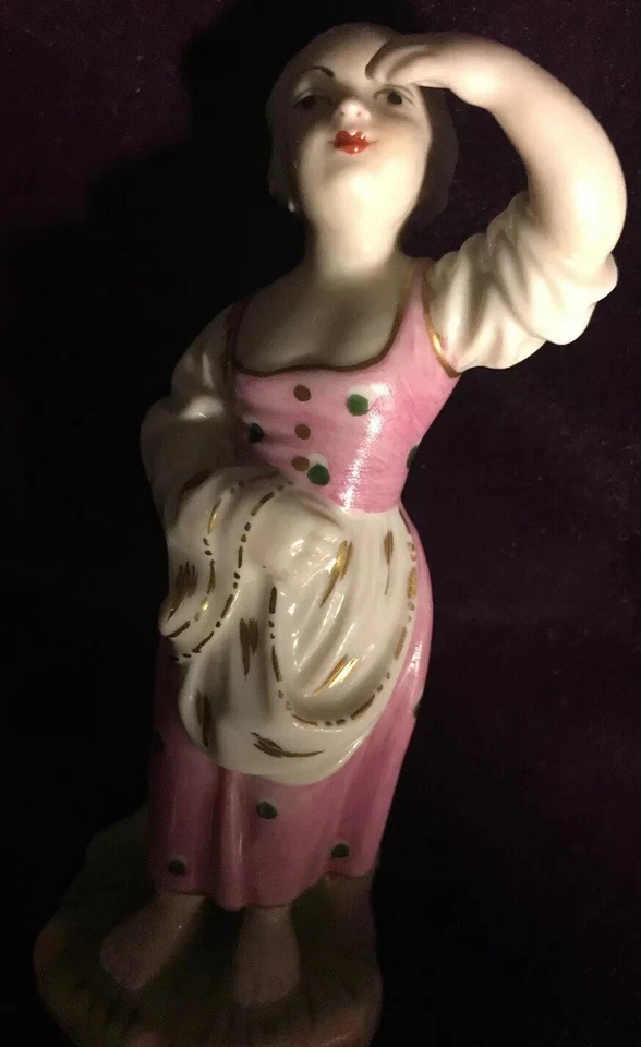 Hochst Porcelain Vtg. Girl Figurine Harvest Time Germany Mainz Wheel Since 1746 - Image 2 of 4