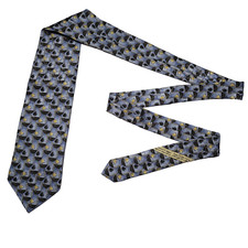 Ermenegildo Zegna Tie Men Steel Blue Floral 100 Silk Necktie Handmade In Italy