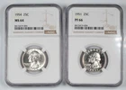 Certified NGC 1954 MS66 & 1951 PF66 Washington Quarters Lot of 2 Silver 25C