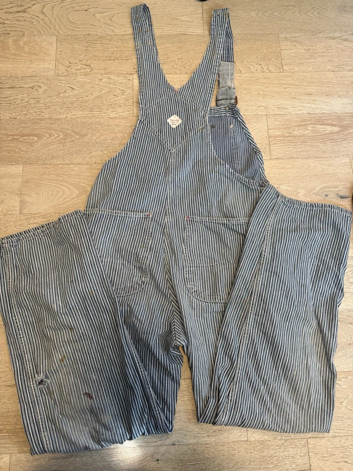 Mono vintage Penneys Big Mac azul a rayas ropa de trabajo Foto 3 de 4