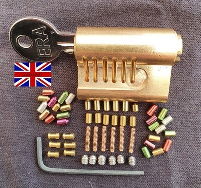 ***LINKSHÄNDER*** CUTAWAY 6 PIN REPINNABLE PRACTICE LOCK with 30 extra pins.. 