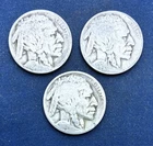 1923, 1924, 1925 Buffalo Nickels,  all Philadelphia, 3 coin lot