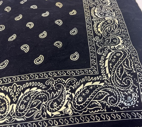 VTG 1970s Bandana Black 100% Cotton Made In KOREA 20”X20” - Afbeelding 5 van 10