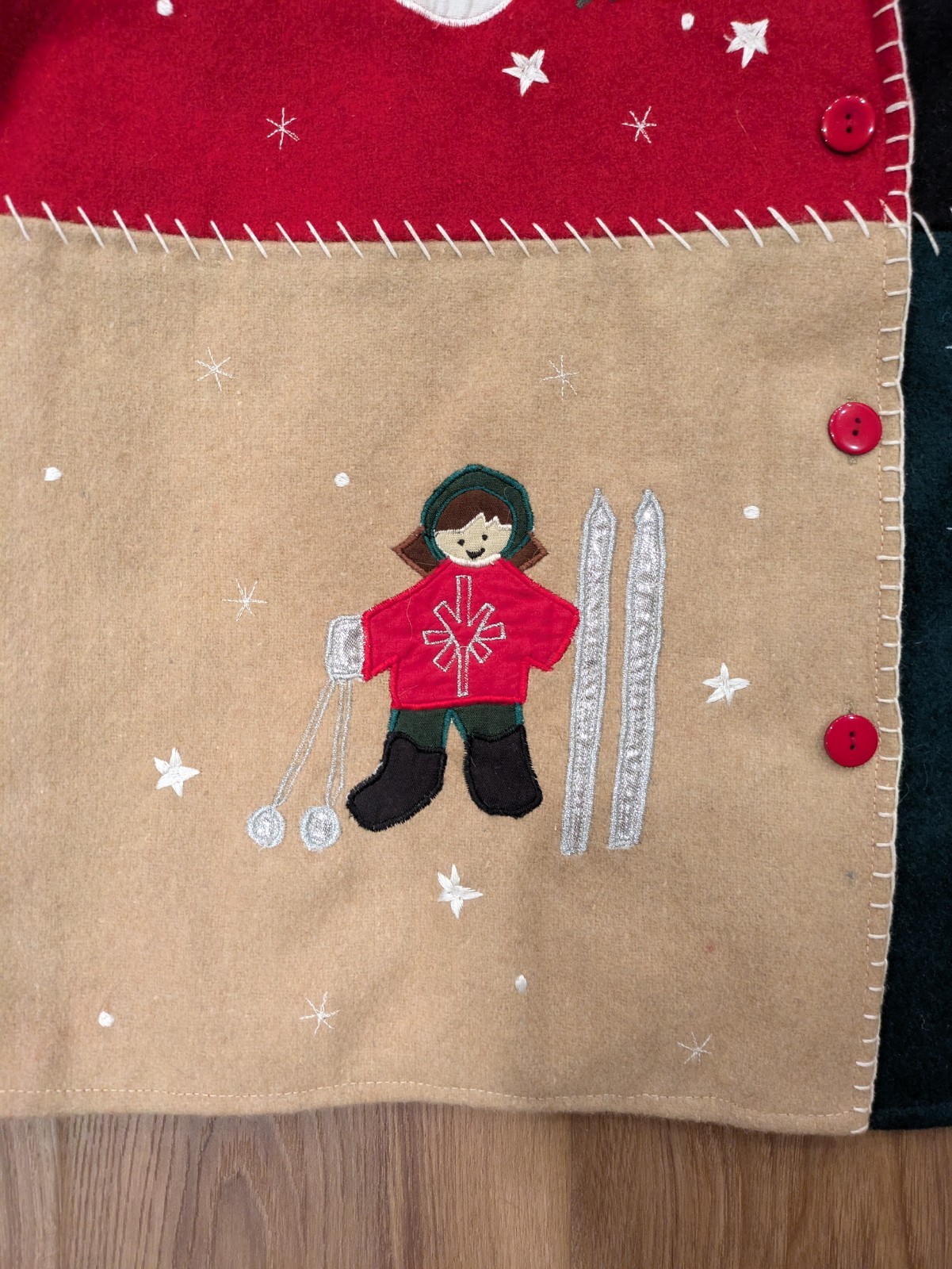 Wool Blend Patchwork Christmas Jacket Ski Cabin S… - image 3