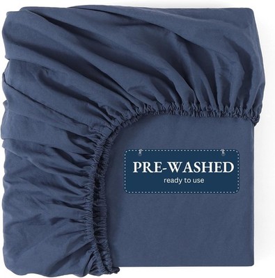 Casa Platino Spannbettlaken Super King Navy Vorgewaschen Tiefe Tasche 14 Zoll Neu