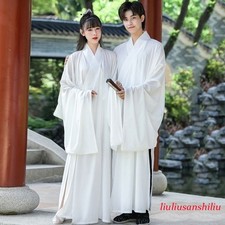 Chinese Song Hanfu Inner Wear Robe Dress Sleepwear White Ming Dynasty Men Women