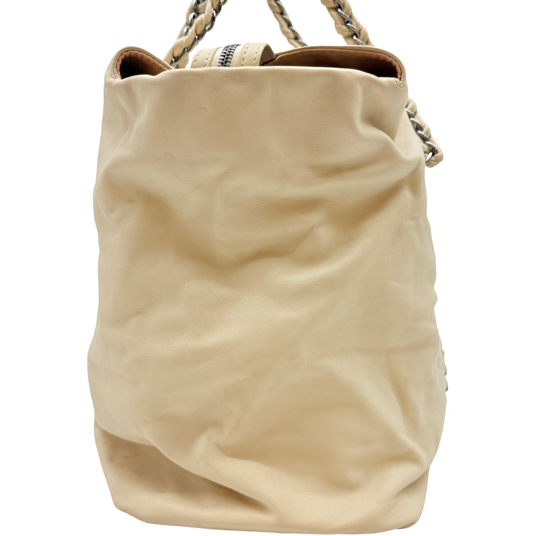 Authentic CHANEL CC Lamb Skin Chain Tote Bag Off White Leather #36637208 thumbnail 4