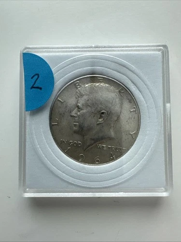 1964 Kennedy Silver Half Dollar, 90% Silver, Circulated Coin