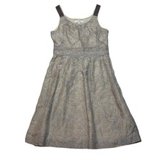 LOFT Dress Womens 6 Gray Silk Blend Reptile Print Ruched Waist Sleeveless 258261