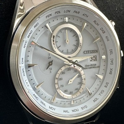 Citizen Men 's Sport Luxury Chronograph Eco-Drive Silver Watch 43 MM AT8260-51M