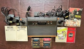 Vintage Atari 2600 Bundle W/11 Games, Driving & Paddle Controllers - Works!