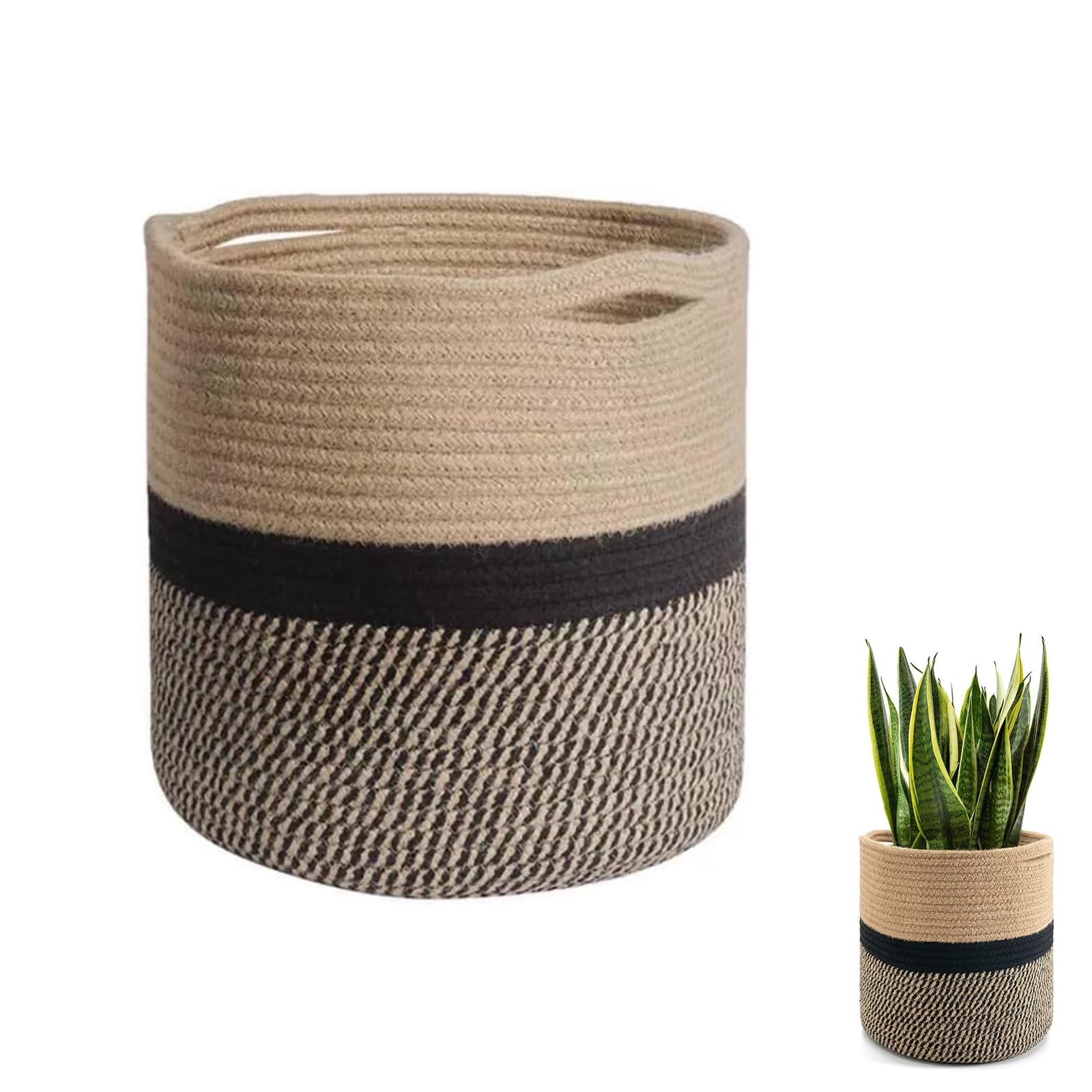 Panier tressé pour plantes d'intérieur pour cacher les pots en plastique laids