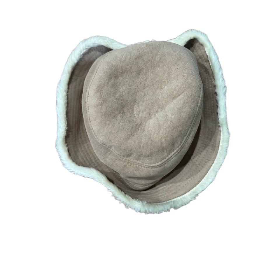 Sombrero cubo Fownes imitación gamuza piel de oveja para mujer invierno capa ribete piel bronceado Y2K Foto 3 de 4