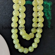 Certified 10mm Green Natural Untreated HeTian Jade Round Beads Necklace 18"