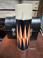Fiambrera con cúpula superior cúpula de metal negro industrial Aladdin de 1950 cubo termo MCM atómico