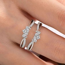 2 Ct Round Cut Simulated Diamond Engagement Enhancer Ring 14K White Gold Plated