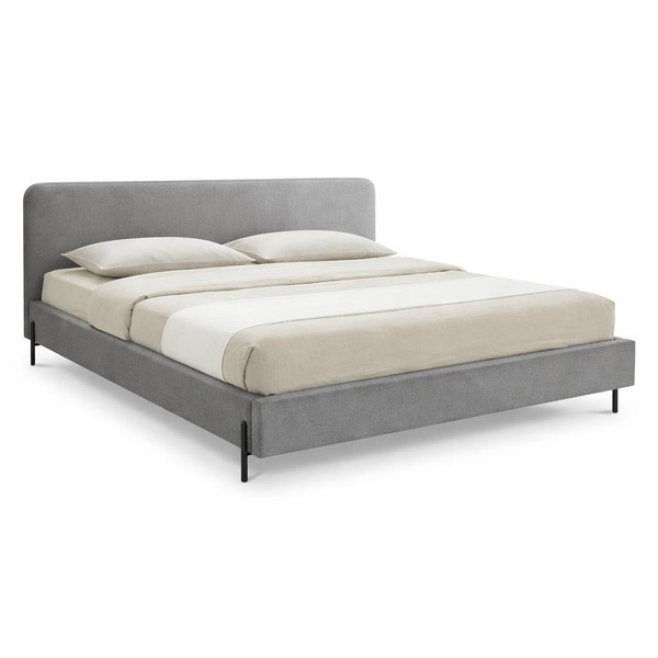 Graues Doppelbett Bequemes Bett Mit Stoffbezug Hochwertige Betten-image