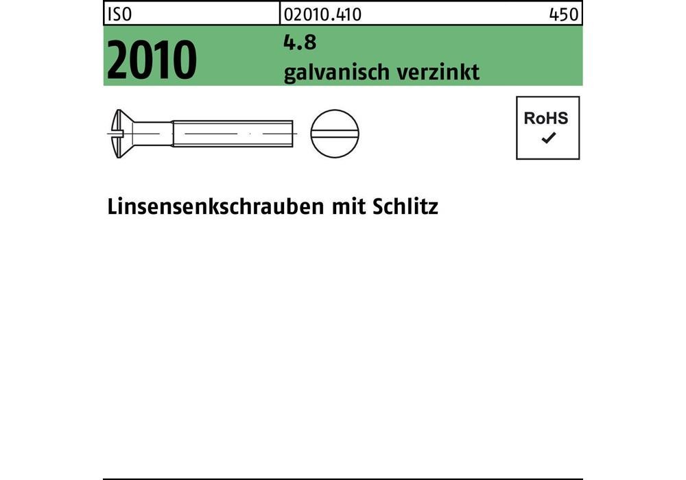 Reyher Linsensenkschraube ISO 2010 m.Schlitz M 6 x 60 4,8 гальванический сплав
