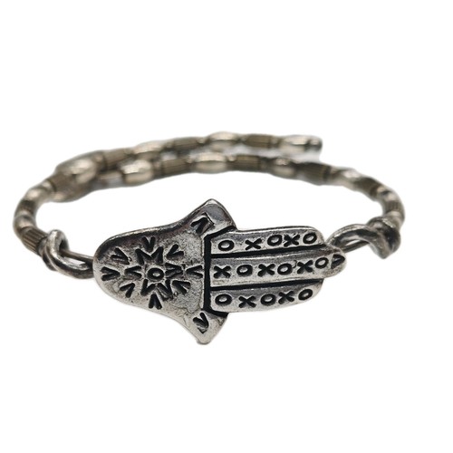 ALEX AND ANI Vintage Sixty Six Hamsa Wrap Bracelet Silver Tone Hand of Fatima