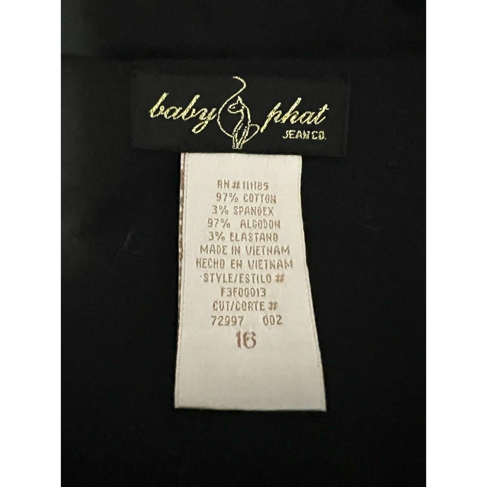 Mameluco Baby Phat Y2K vintage con botones negro con cinturón para mujer talla 16 nuevo con etiquetas Foto 4 de 4