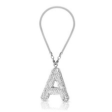 Initial Car Rear View Mirror Ornament Hanging Lucky Crystal Pendant White A