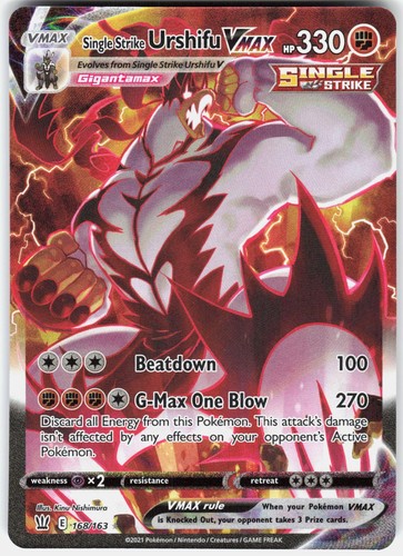 Pokemon Single Strike Urshifu VMAX 168/163 Battle Styles Pokemon Holo NM