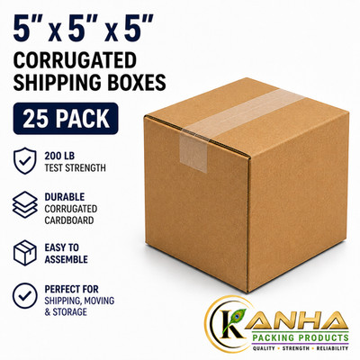 5x5x5 -25 Boxes Corrugated Shipping Heavy Duty Moving Storage Packing Cardboard