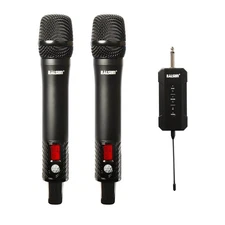 Wireless UHF Dual Channel Metal Dynamic Microphone,Rechargeable Receiver with...