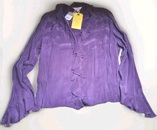 Vintage JFW Purple Ruffle Blouse Shirt Women’s Size 18 BNWT Long Sleeve Smart 
