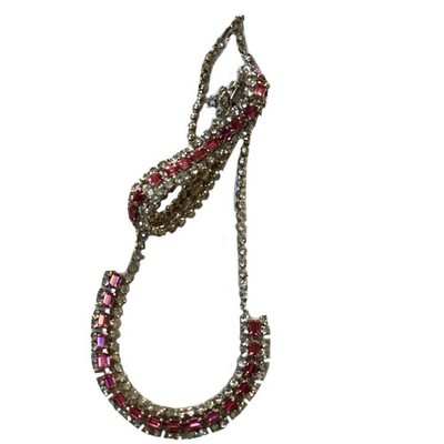 Vintage Austrian SCHOFFEL Pink Baguettes Rhinestone Choker Necklace & Bracelet
