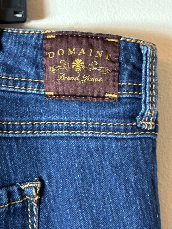 Jeans Domaine para mujer 18 azul lavado medio ajustado denim E0524002PE bordado Y2K Foto 4 de 4