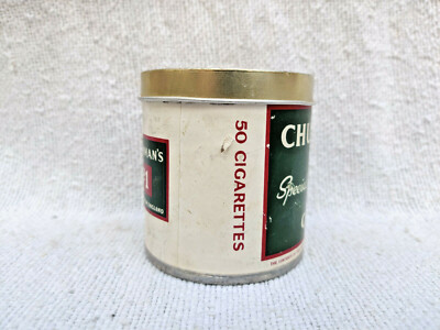 churchman's no 1 cigarettes tin 1940s Vintage Churchman No1 Cigarette Advertising Metal Box Round England  CG14