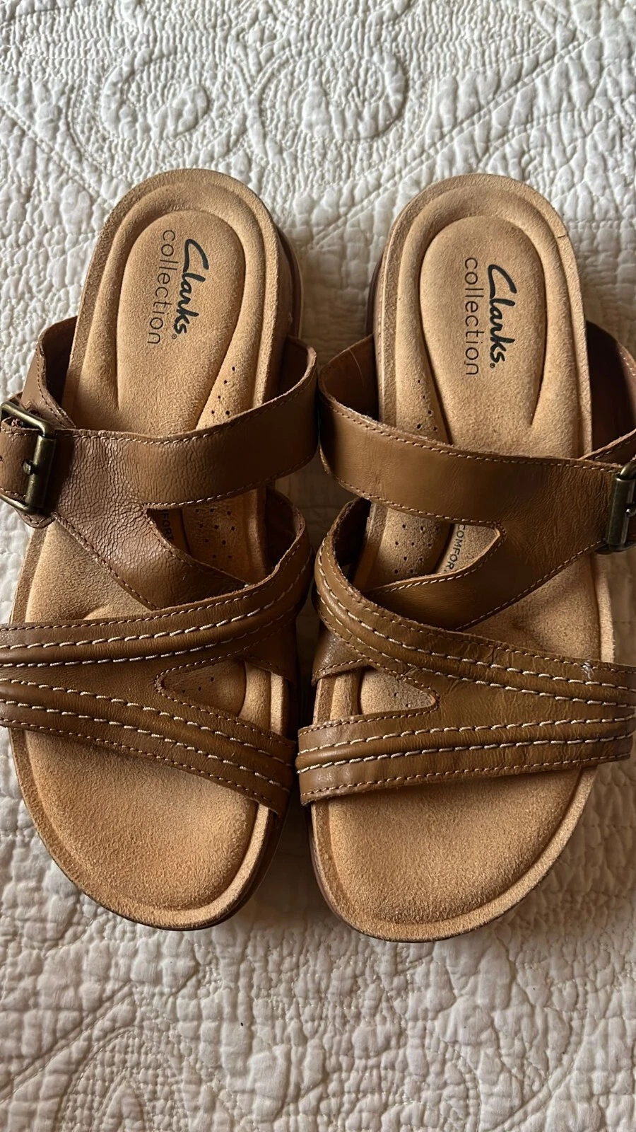 SANDALI BASSI CLARKS COLLECTION BEIGE PLANTARE PELLE BRYNN HOPE taglia US 7